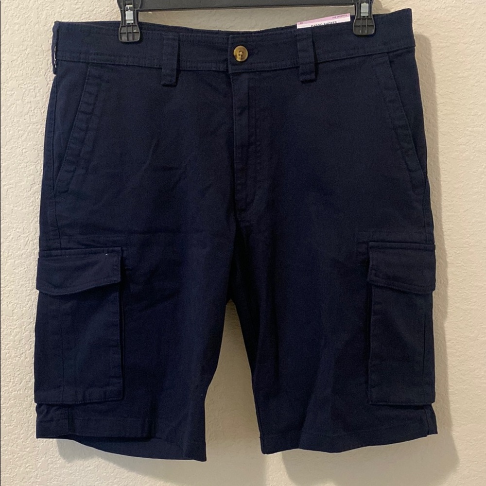 New Club Room Men's Stretch Navy Cargo Shorts Size 32